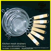 All size health chips frying baskets with handles kitchen noodle filtering sieves stainless steel round double mesh strainers